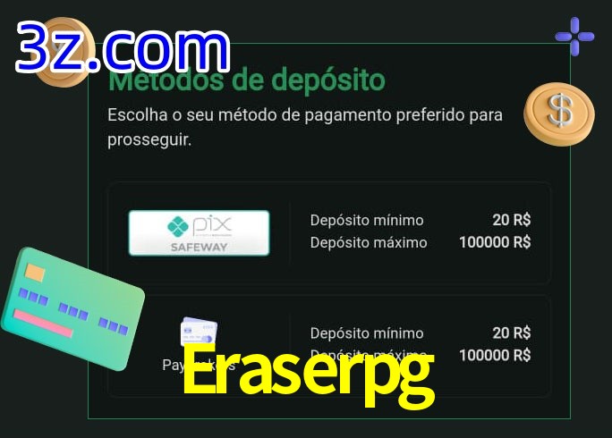 O cassino Eraserpg oferece uma grande variedade de métodos de pagamento
